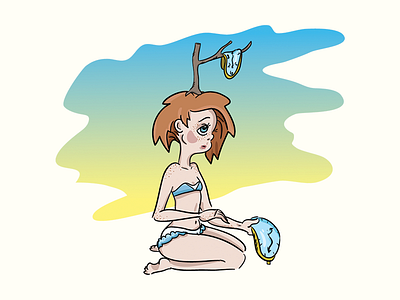 Time off art clock dali girl illustration time vector watch