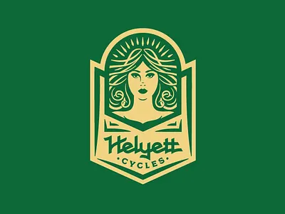 Helyett - Head badge design bicycle bicycle branding french head badge helyett inline logo logotype monoline typography