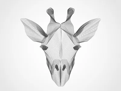 X-ray Giraffe animal face giraffe grayscale illustration lines wireframe x ray
