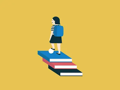 Growing books children illustration illustrator ladder school student vector