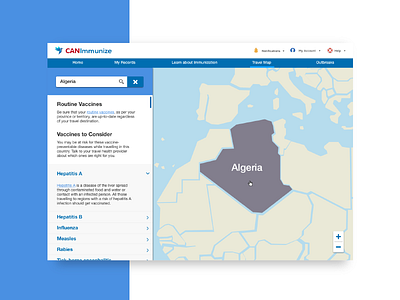 Travel Map health healthcare immunization map medical safety travel travel map ui ux vaccination