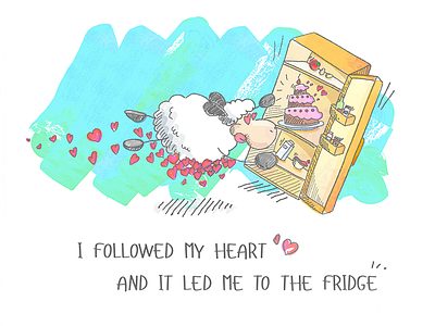 Follow the Fridge! aquarella cake fridge illustration sheep