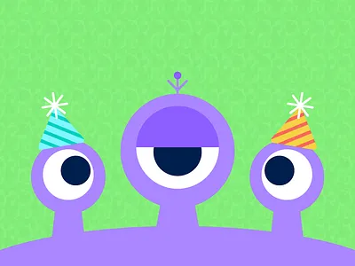 Alien Birthday Party alien aliens eyes illustration party party hat purple