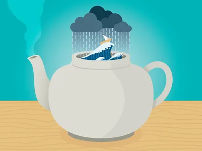 Tempest In A Teapot clouds idiom rain steam storm teapot