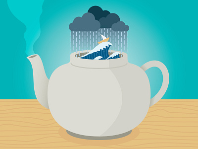 Tempest In A Teapot clouds idiom rain steam storm teapot