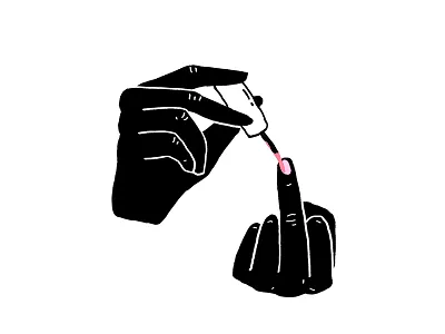 f-ck flash design illustration middle finger nail polish tattoo design