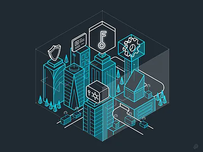 City city icon illustration isometric lines