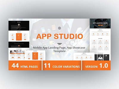 App Studio - Mobile App Landing Page, App Showcase Template app app landing app landing page app showcase app template apps bootstrap landing page mobile app mobile app landing mobile app landing page onepage