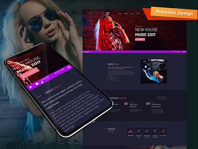 MusicAlly DJ Website Template design for website mobile website design web design website design website template