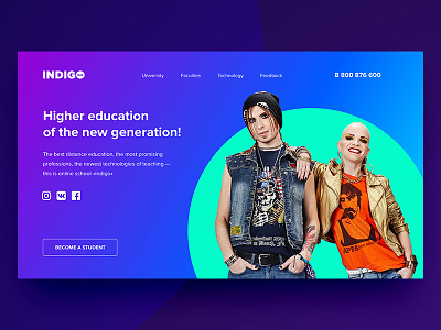 Online university of the new generation education landing page online ui web design