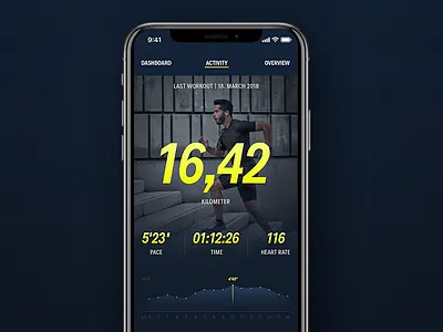 Running App app blue graph interface iphone mobile running sports workout yellow