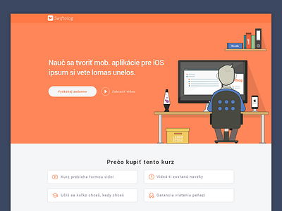 Swiftolog website flat illustration onlinecourse orange pc uidesign webdesign