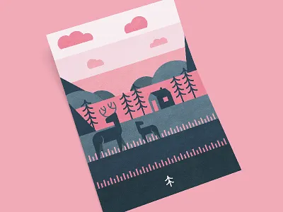 Deer Print deer outdoors palette poster print vector