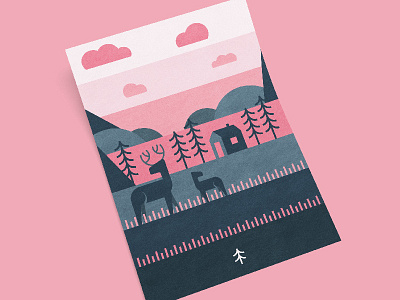 Deer Print deer outdoors palette poster print vector