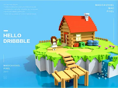 HELLO dribbble 2.5d c4d illustration