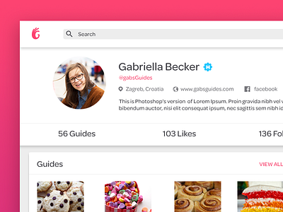 Guidecentral Profile Page hot old pink ui web