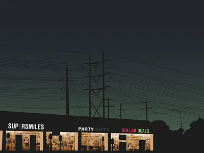 Austin at dusk. austin city dark dusk lines mall night power stores stripmall sunset vector
