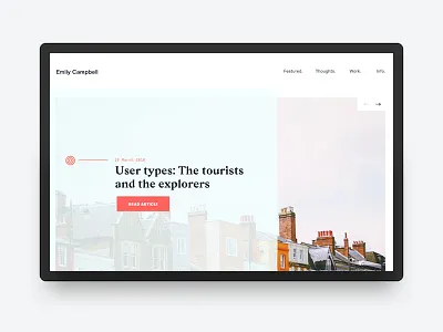 Personal site exploration two clean home page image landing page layout portfolio slider typography unsplash