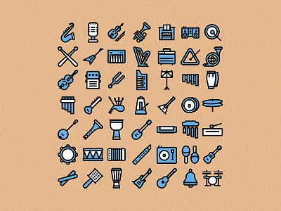 Instruments pack ( 50 lineal icons ) animal design designer diseñografico disseny freeday icondesign icondesigner illustrationoftheday music valencia