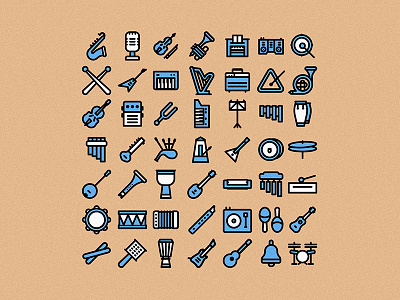 Instruments pack ( 50 lineal icons ) animal design designer diseñografico disseny freeday icondesign icondesigner illustrationoftheday music valencia