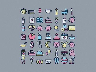 Baby pack ( 50 lineal icons ) baby babygirl design designer freeicons icondesign icondesigner illustrationoftheday minimalism style ui webdesign