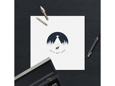Let's get lost adventure badge camping design double explore exposure grunge logo typography vintage wanderlust