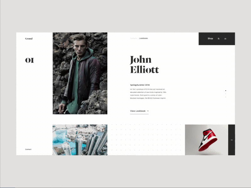 Grand blog editorial fashion minimal principle prototype ui ux website