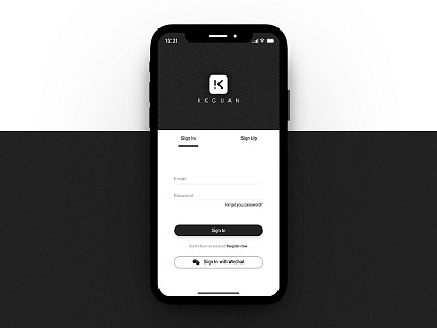 KK application ios iphonex login registered shop ui ux