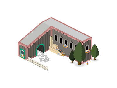 Isometric Hungarian house 3d building city game house icon island isometric map town