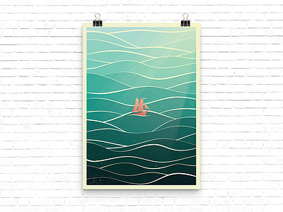 Waves boat line lines mockup ocean poster sail sea ship sunbeam wave waves