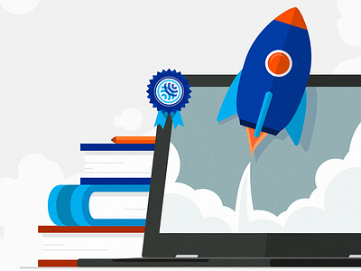 Success, Failure, and the Path Forward education illustration learn rocket vector visual