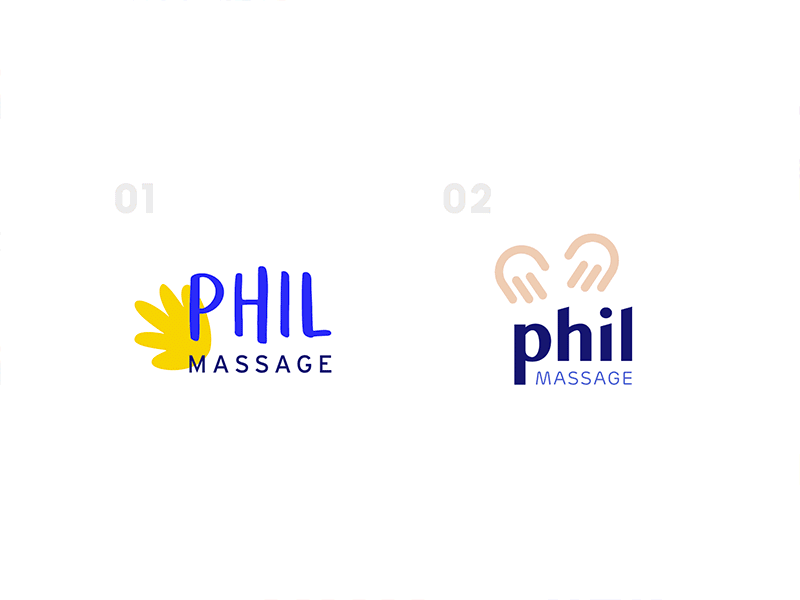 Phil Massage - Logo try branding design flat gif hand logo massage masseur processus test try typography