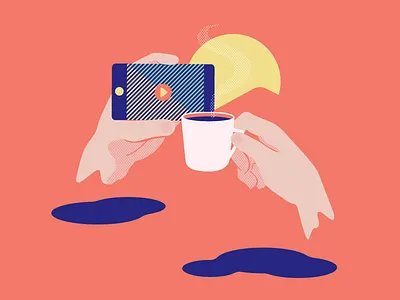 Mobile Coffee Hands ebook coffee ebook hands illustration mobile vector