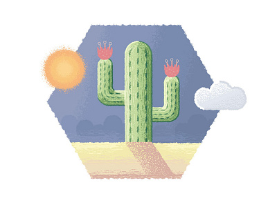 Cactus brush brushes cactus cloud desert flower hex hexagon illustrator sun vector