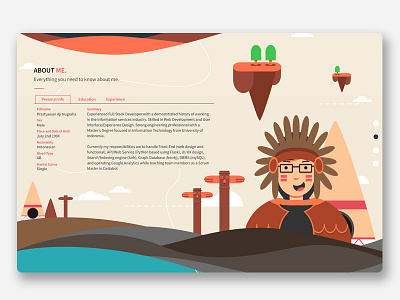 Personal Web pt.2 (of 4) flat design illustration indian inspiration native america personal website