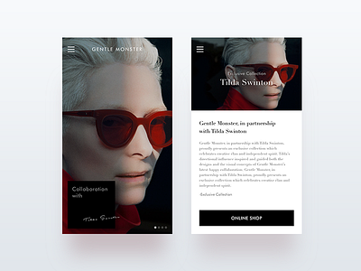 gentle monster concept UI app concept design interface minimal mobile ui ux