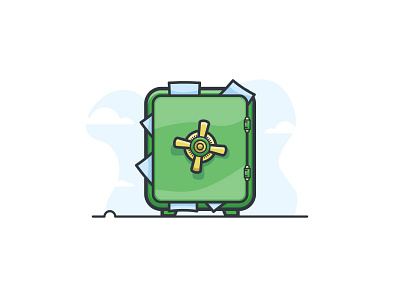 Your Data's Safe data flat design green illustration lock minimal protect protection safe simple vault work