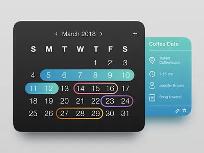 Calendar calendar gradient interaction ui ux uxdesign