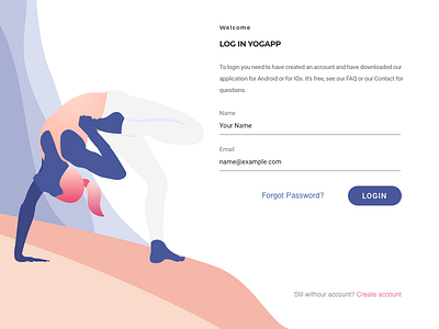 Login, Yoga app asana illustration ui yoga