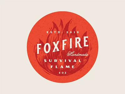 Foxfire Sticker design fire gold handmade logotype nature orange outdoor survival vintage