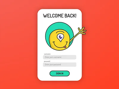 Login Screen alien character cyclops intro login monster password sign in signin signing startup ui