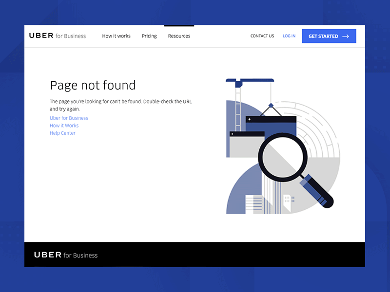 Uber for Business 404 Error 404 error b2b error page not found u4b uber uber design under construction