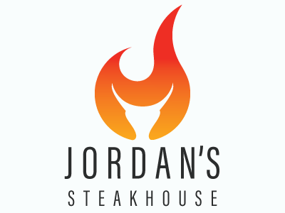 Jordan's Steakhouse logo bull flame gradient logo shape