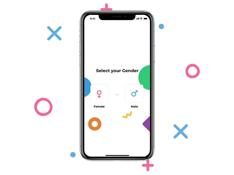 Gender Select UI design colorful design female gender illustration iphone iphone x male prototyping select ui