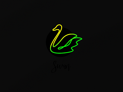 Swan bird icon logo one line