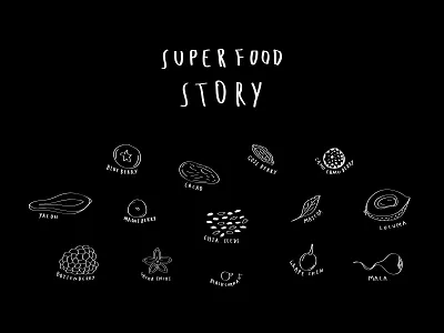 Superfood Story drawing food ingredients sketch superfood vegetables