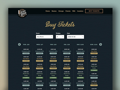 Escape My Room - Booking page art deco buy tickets calendar escape my room escape room new orleans ornate table ui ux vintage web design