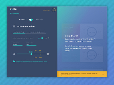 Dwella - Mortgage Calculator app art direction buying calculator dashboard home mortgage onboarding web