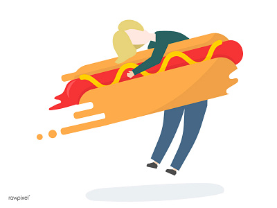 Fast Food fast fast food fly food hotdog illustration junk junkfood ketchup sausage