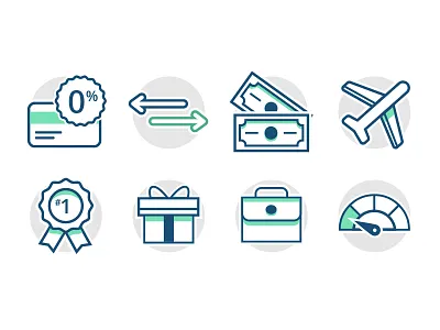 Credit Card Icons cash cred card credit finance icon rewards travel ui ux